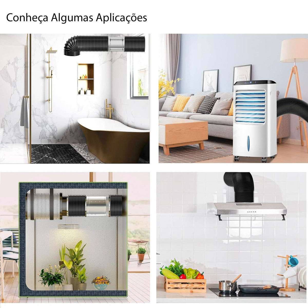 Duto Aluminizado Flexível com PVC Preto 150mm / 06 Pol - 10 Mts