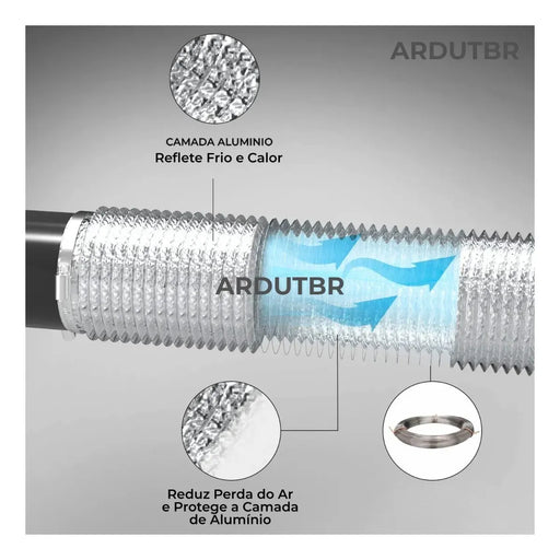 Duto Aluminizado Flexível Sem Isolamento 150mm / 06 Pol - 05 Metros