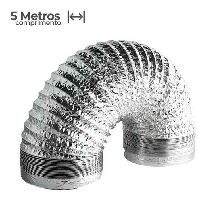 Duto Aluminizado Flexível Sem Isolamento 300mm / 12 Pol - 05 Metros