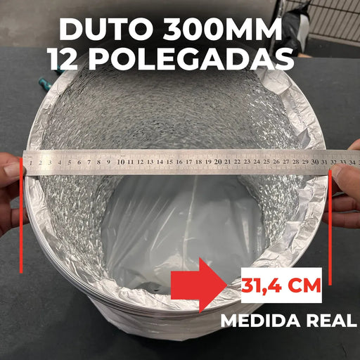 Duto Aluminizado Flexível Sem Isolamento 300mm / 12 Pol - 05 Metros