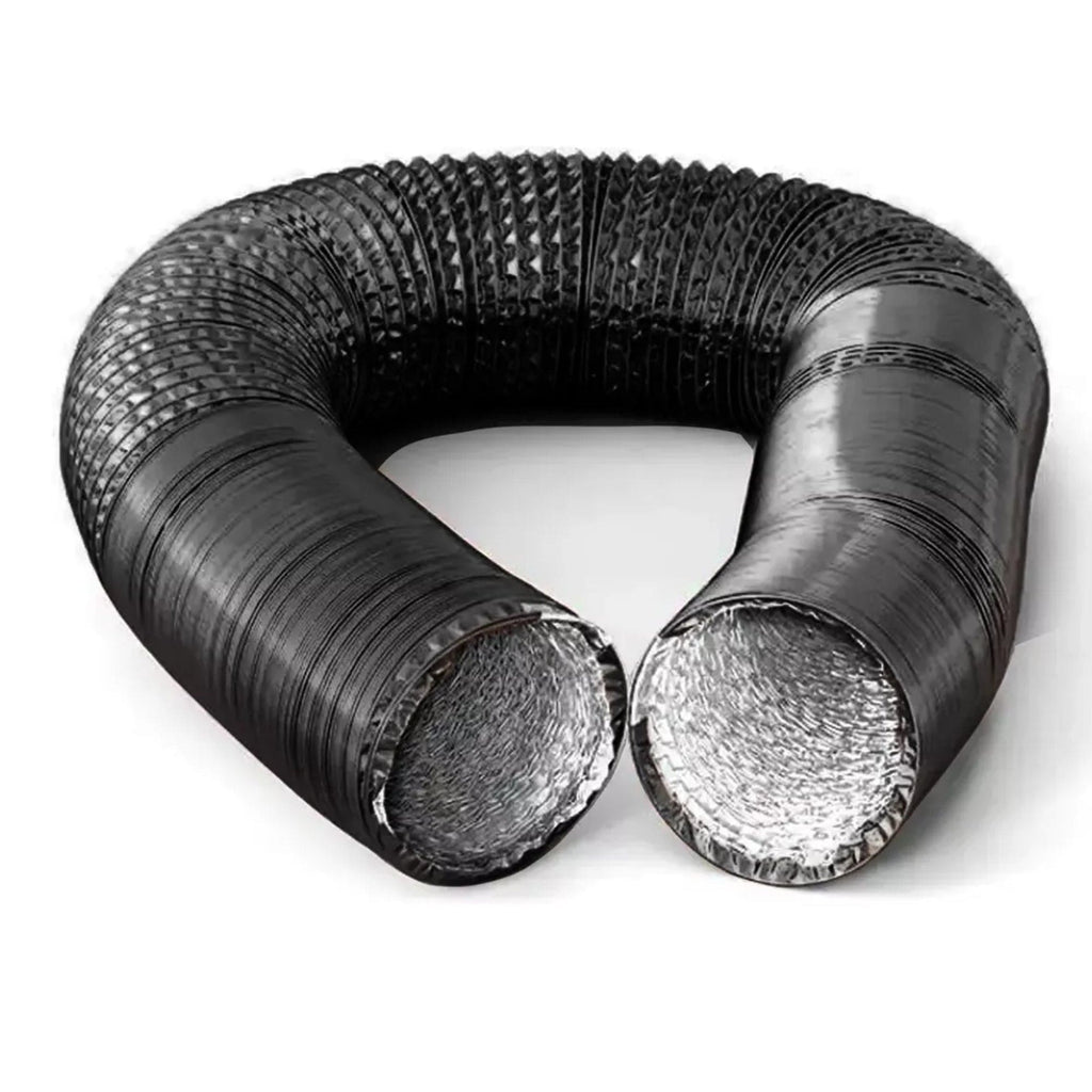 Duto de 100mm / 04 Polegadas Preto Aluminizado Flexivel Sem Isolamento -  5 Metros - Sistema de Ventilação, Exaustão, Cozinhas, Banheiros, Ar Condicionados, Industriais