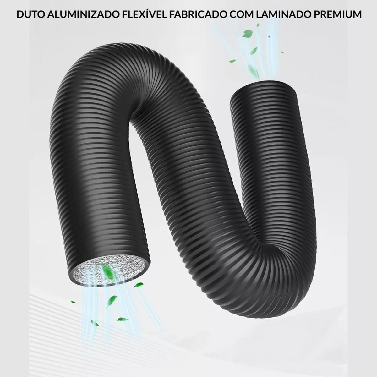 Duto de 100mm / 04 Polegadas Preto Aluminizado Flexivel Sem Isolamento -  5 Metros - Sistema de Ventilação, Exaustão, Cozinhas, Banheiros, Ar Condicionados, Industriais