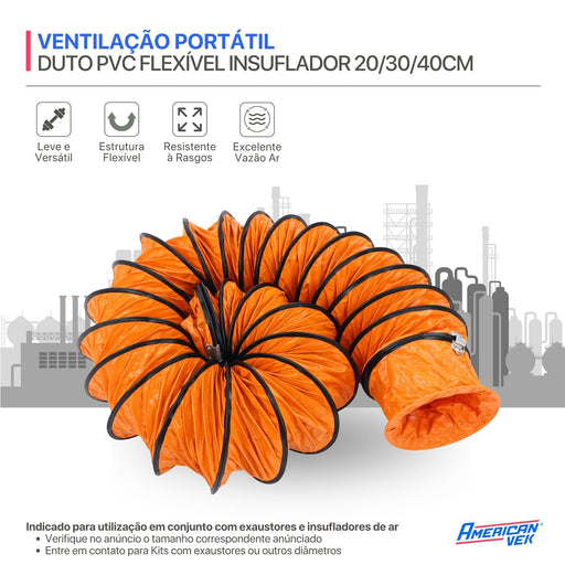 Duto de PVC Insuflador Exaustor de Ar Espaço Confinado 30cm 300mm - 10 Metros