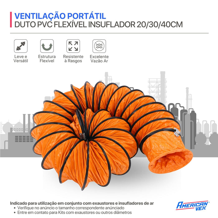 Duto de PVC Insuflador Exaustor de Ar Espaço Confinado 30cm 300mm - 10 Metros