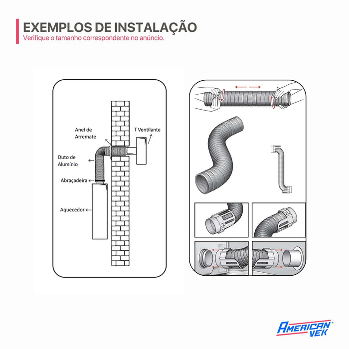 Duto Semiflexivel em Alumínio 063mm - 3 Metros