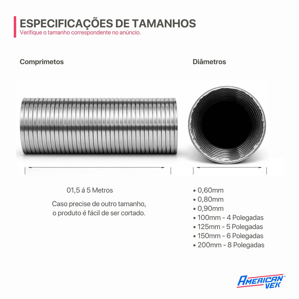Duto Semiflexivel em Alumínio 063mm - 3 Metros