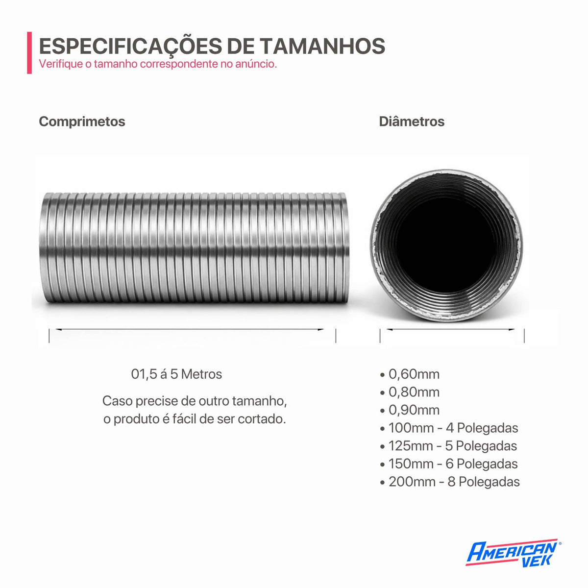 Duto Semiflexivel em Alumínio 063mm - 3 Metros