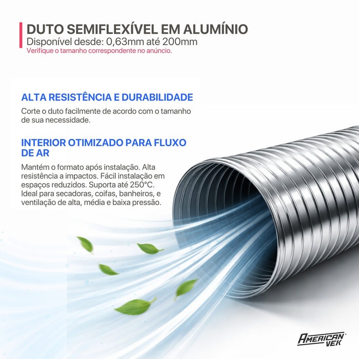 Duto Semiflexivel em Alumínio 063mm - 3 Metros