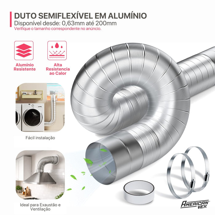 Duto Semiflexivel em Alumínio 063mm - 3 Metros
