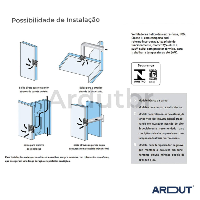 Exaustor Decor C 100 - Vazão 80m3/h - 100mm - 220V
