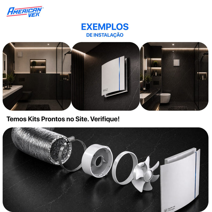 Exaustor Silencioso Anti Retorno Banheiro Silent Design 200CZ - 125mm (160m3/h-195m3/h) - 110/220V