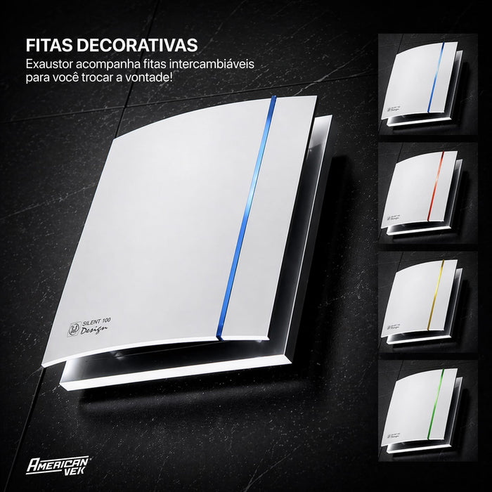 Exaustor Silencioso Anti Retorno Banheiro Silent Design 200CZ - 125mm (160m3/h-195m3/h) - 110/220V
