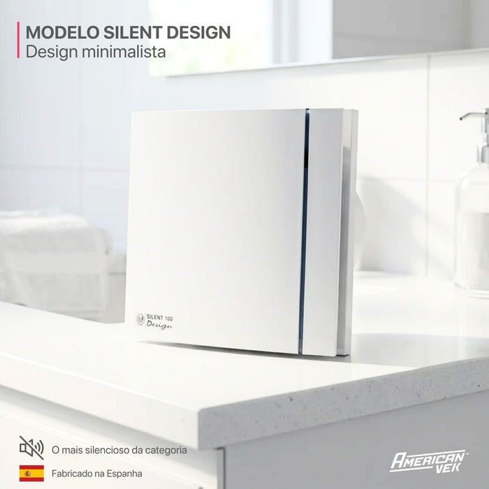 Exaustor Silencioso Anti Retorno Banheiro Silent Design 200CZ - 125mm (160m3/h-195m3/h) - 110/220V