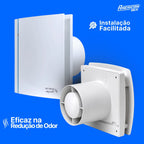 Exaustor Silencioso Anti Retorno Banheiro Silent Design 200CZ - 125mm (160m3/h-195m3/h) - 110/220V