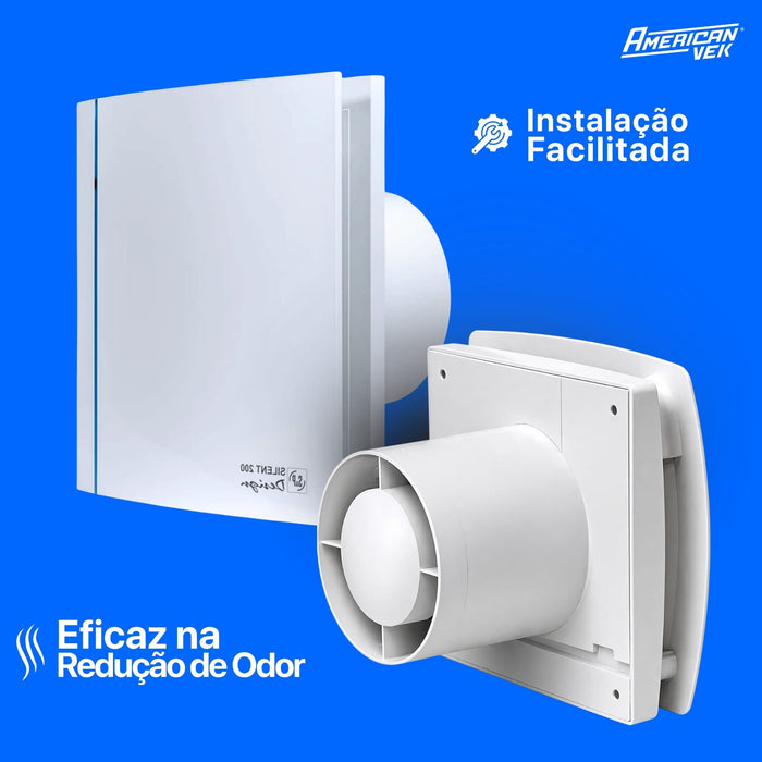 Exaustor Silencioso Anti Retorno Banheiro Silent Design 200CZ - 125mm (160m3/h-195m3/h) - 110/220V