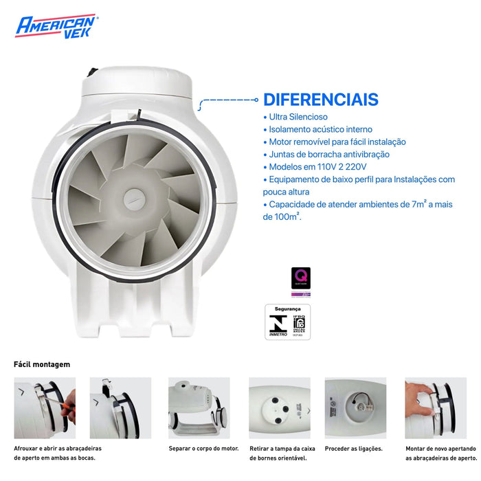 Exaustor Td Silent 500 Ultra Silencioso Duto 150mm - 110v e 220v (425-585 m3/h)
