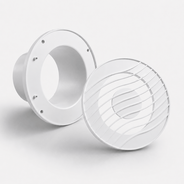 Grelha de Acabamento Interno para Duto 100mm – Exaustor e Ventilação GAI100