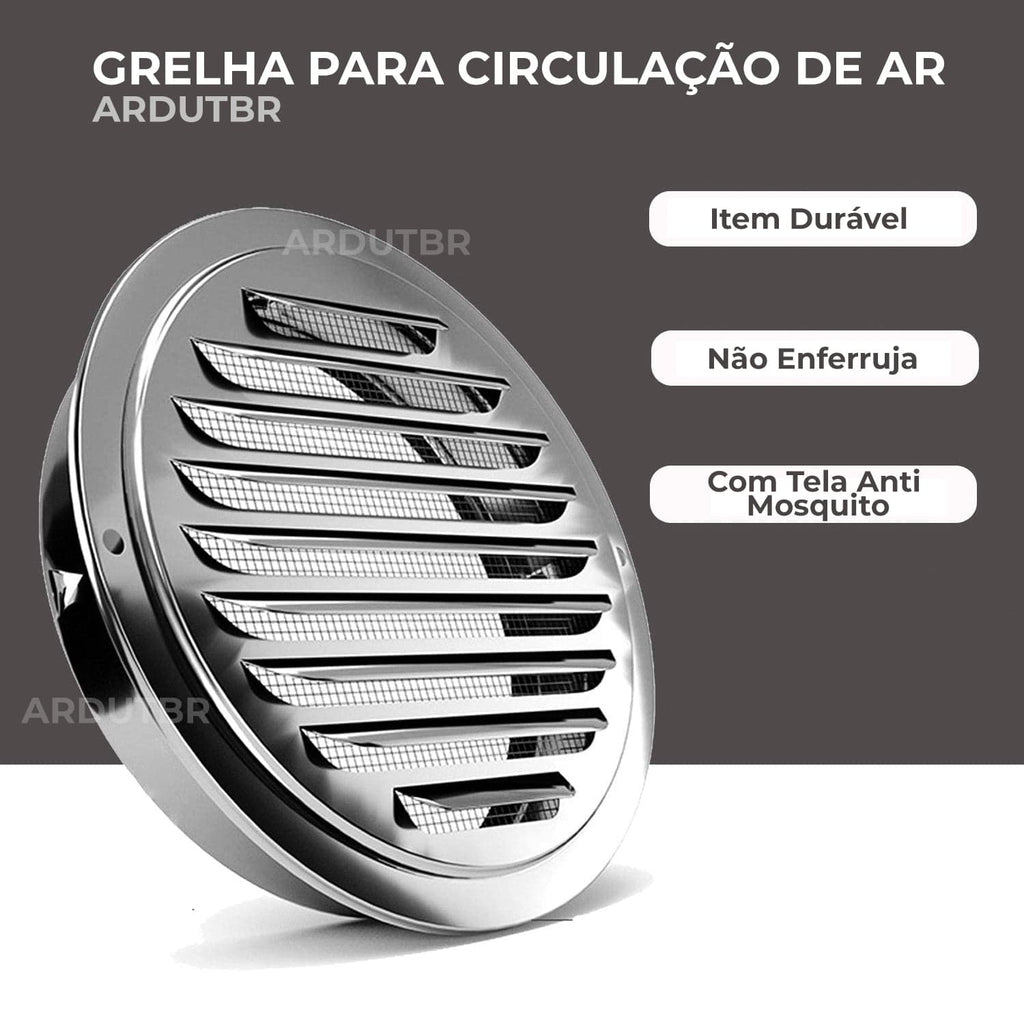 Cópia de Grelha Saída De Ar Fixa Em Plástico Abs Com Tela 100mm