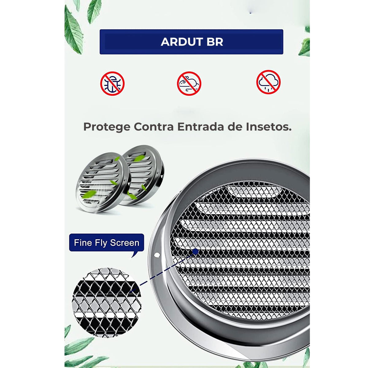 Grelha em Alumínio com Tela Anti Mosquito SSELAS 150mm