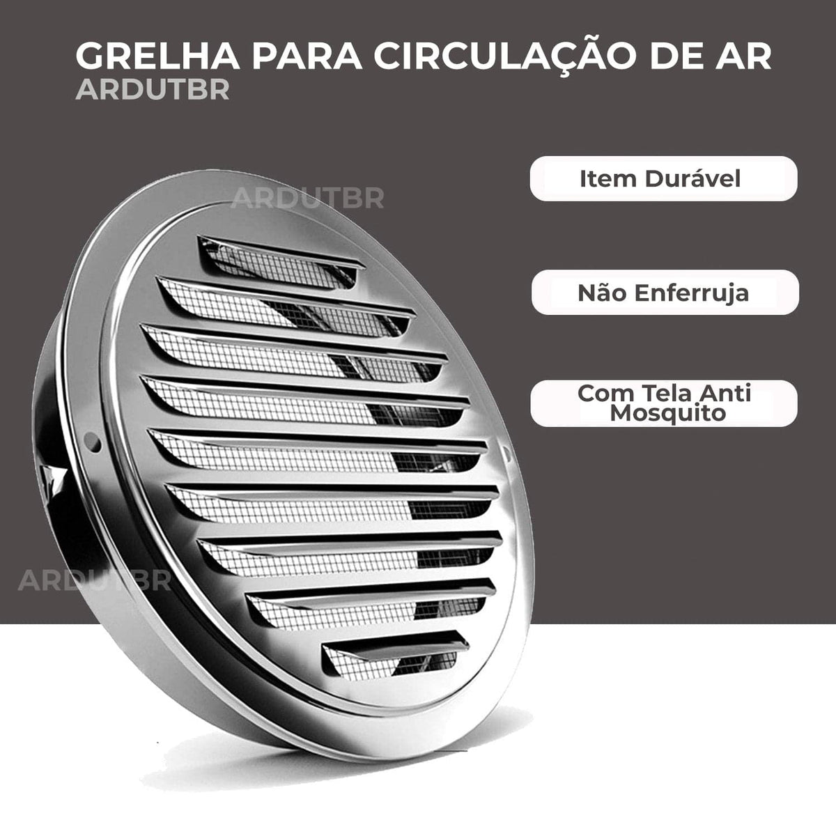 Grelha em Alumínio com Tela Anti Mosquito SSELAS 150mm