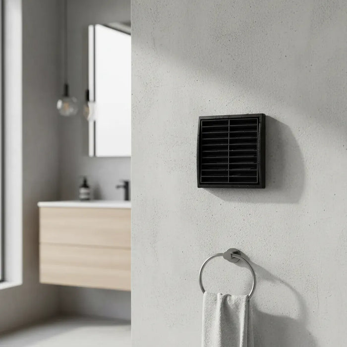 Grelha para Saída de Ar Fixa com Tela Anti Inseto e Colarinho Preto VNT6 - 6 Pol. 150mm