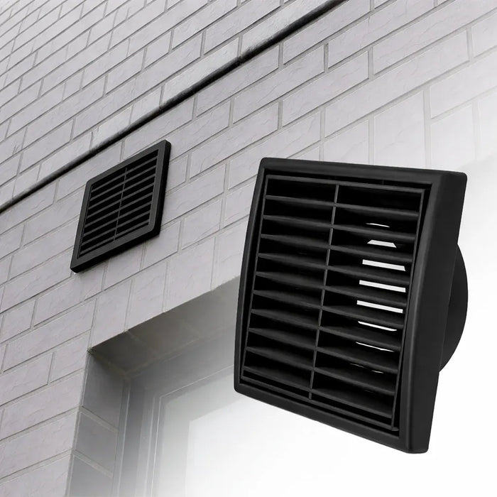 Grelha para Saída de Ar Fixa com Tela Anti Inseto e Colarinho Preto VNT6 - 6 Pol. 150mm