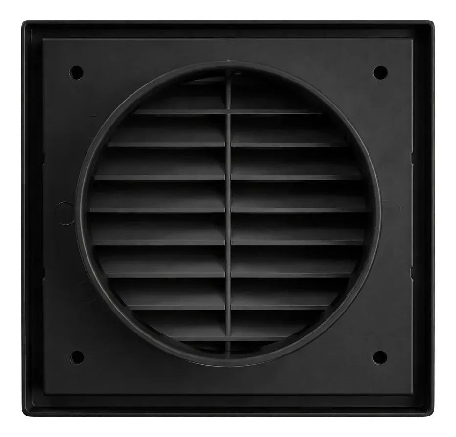 Grelha para Saída de Ar Fixa com Tela Anti Inseto e Colarinho Preto VNT6 - 6 Pol. 150mm