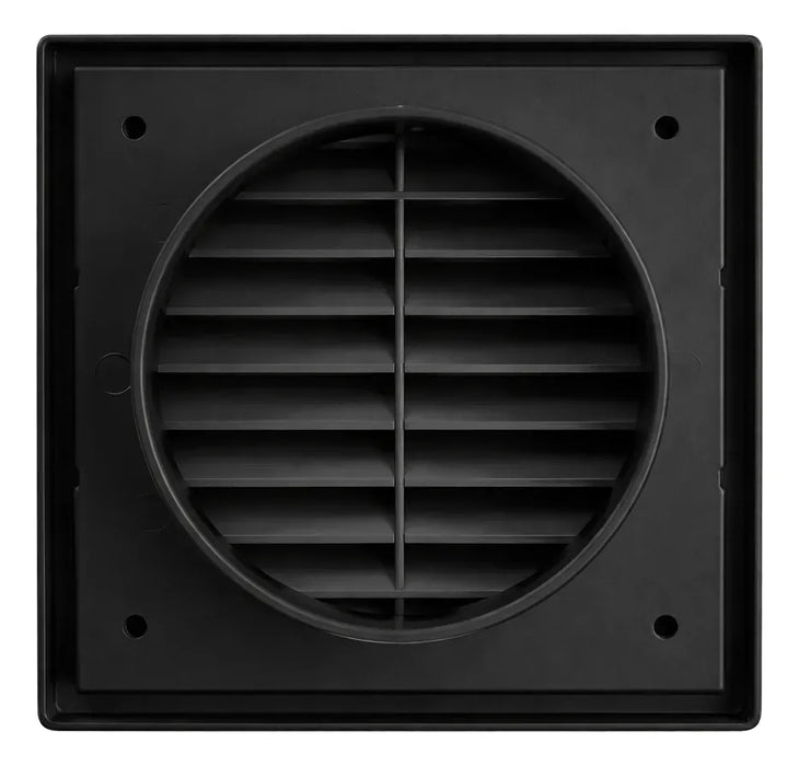 Grelha para Saída de Ar Fixa com Tela Anti Inseto e Colarinho Preto VNT6 - 6 Pol. 150mm