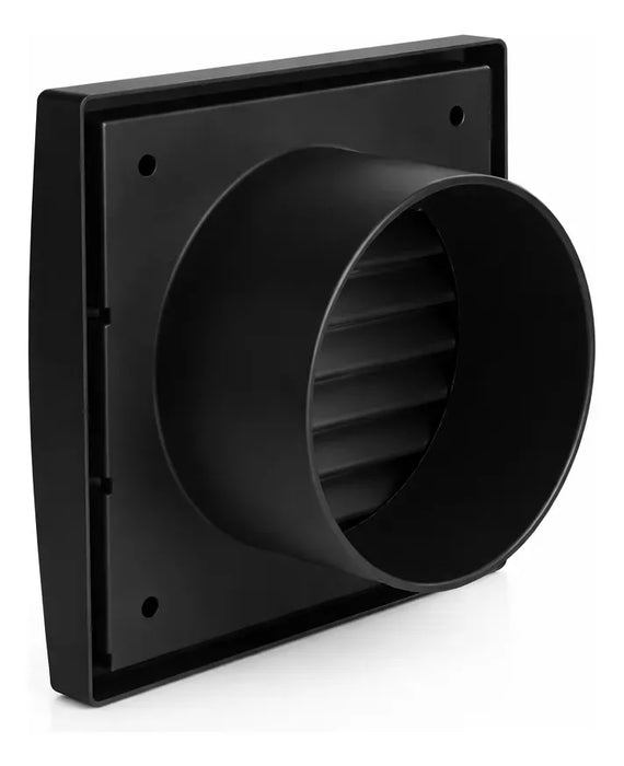 Grelha para Saída de Ar Fixa com Tela Anti Inseto e Colarinho Preto VNT6 - 6 Pol. 150mm