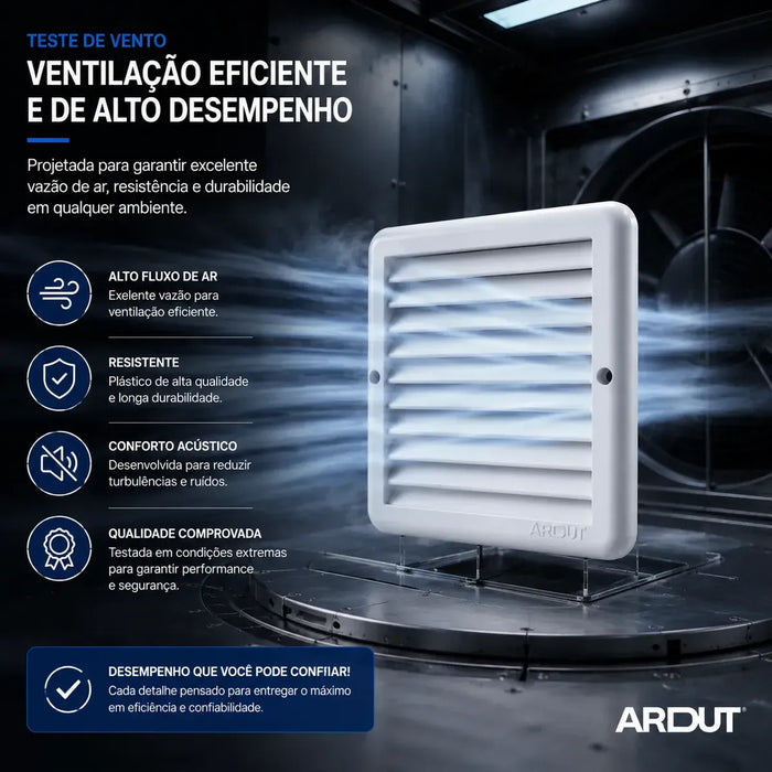 Grelha Saída e Entrada de Ar de Acabamento Quadrada Fixa de Sobrepor Sem Colarinho - 19x19