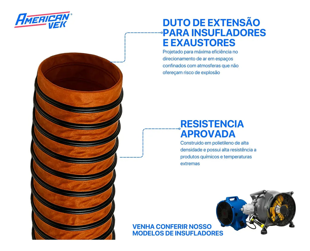 Insuflador Exaustor Industrial Portátil para Espaço Confinado 30cm com Duto de 10 Metros AV302P