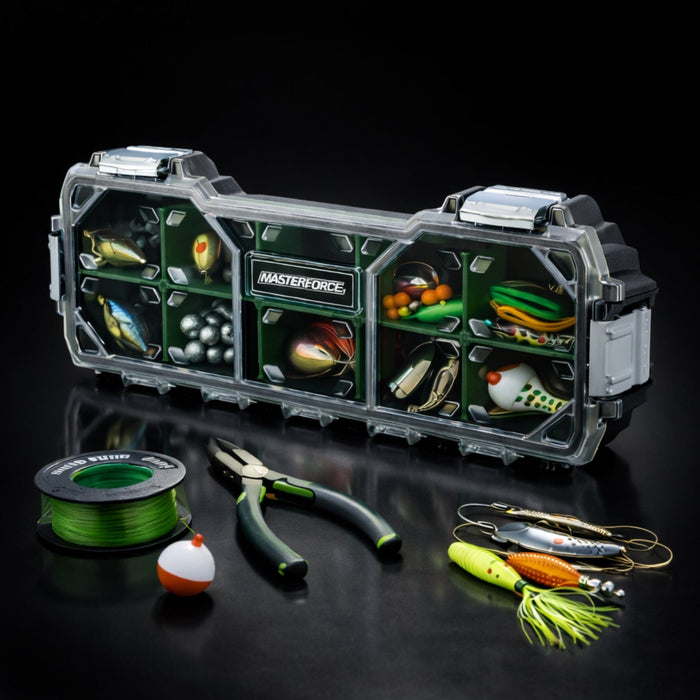 Kit 02 Caixas de Ferramentas Organizador Maleta 17 e 10 Divisórias - Tampa Transparente e Travas Metálicas