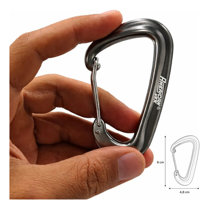 Kit 02 - Mosquetão de Alumínio Fosco com Trava 12kN - 80mm - Acessório, Mochilas, Chaveiro