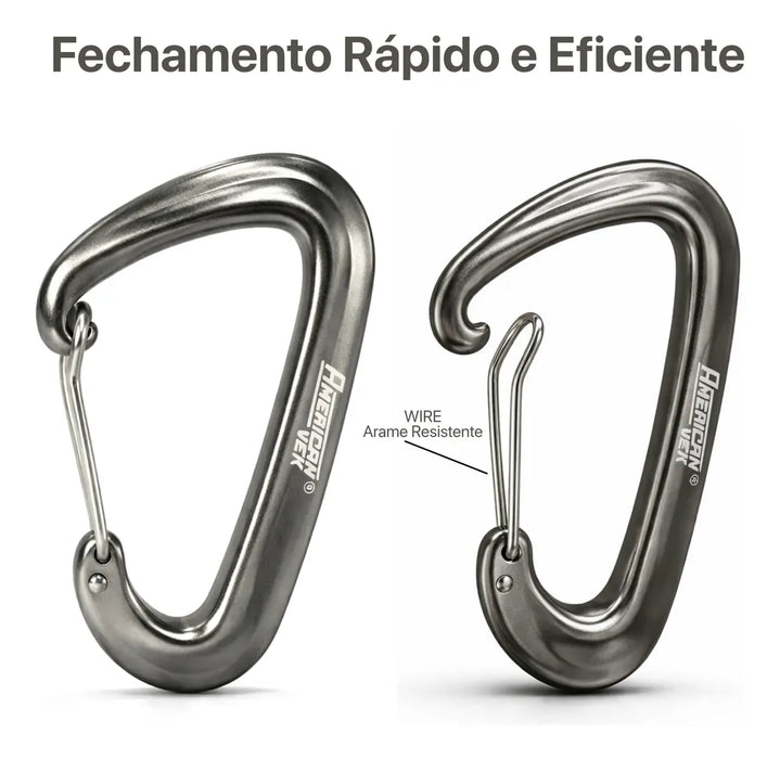 Kit 02 - Mosquetão de Alumínio Fosco com Trava 12kN - 80mm - Acessório, Mochilas, Chaveiro