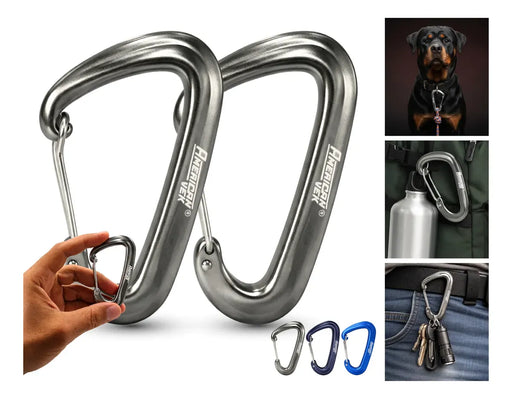 Kit 02 - Mosquetão de Alumínio Fosco com Trava 12kN - 80mm - Acessório, Mochilas, Chaveiro