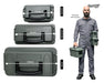 Kit 3 Caixas Organizadoras Estanques MASTER 25,8L com Bandeja AMMO – Plástico ABS Reforçado, Vedação e Fecho Metálico Cinza