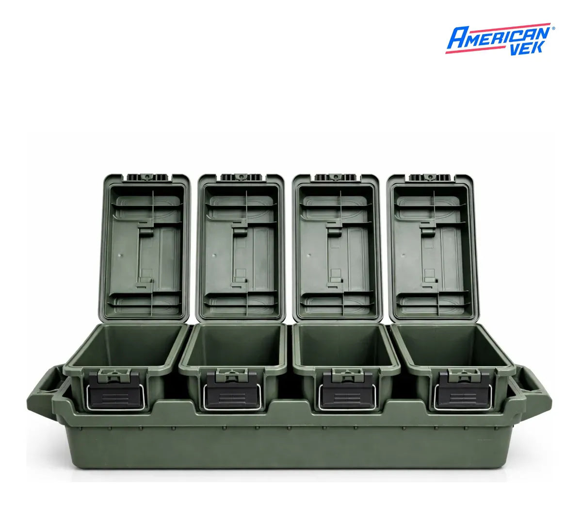 Kit 4 Caixas Organizadoras Estanques 4L com Bandeja AMMO – Plástico ABS Reforçado, Vedação e Fecho Metálico Cinza
