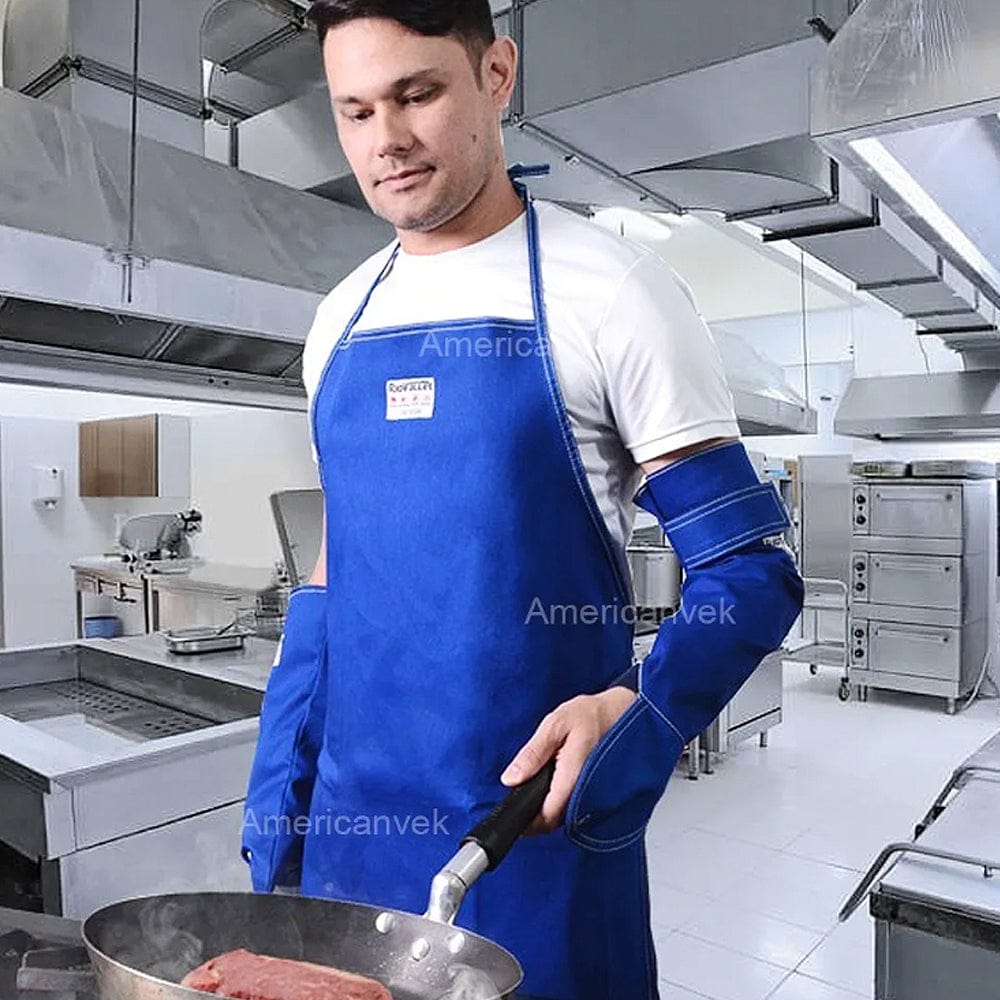 Kit Avental e Mangote Profissional Para Cozinha Industrial Até 350ºC