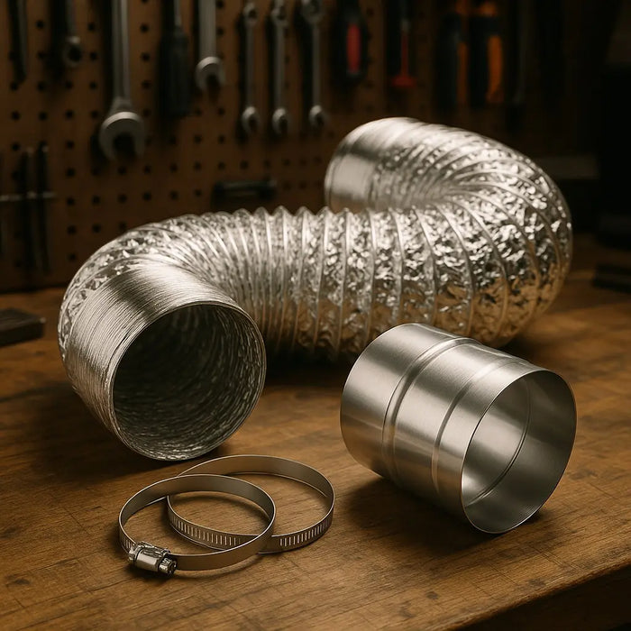 Kit Completo Duto Aluminizado 150mm 5m + Luva de União + 2 Abraçadeiras Aço Inox