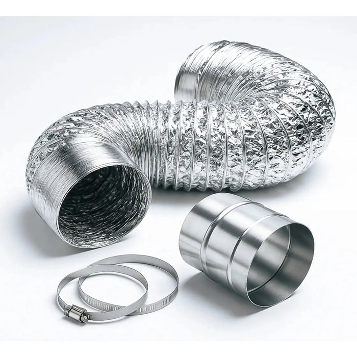 Kit Completo Duto Aluminizado 150mm 5m + Luva de União + 2 Abraçadeiras Aço Inox