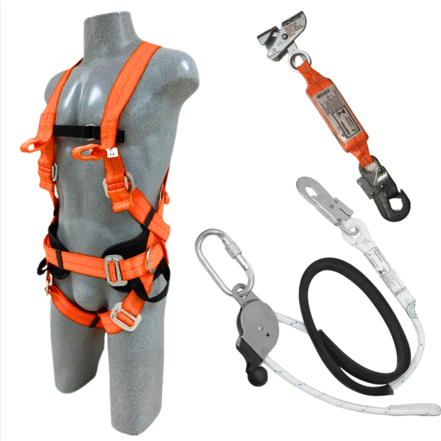 Kit Completo Profissional para Trabalho em Altura - Cinto, Talabarte e Travaquedas - Manutenção Predial, Industrial, Contrução Civil, Torres
