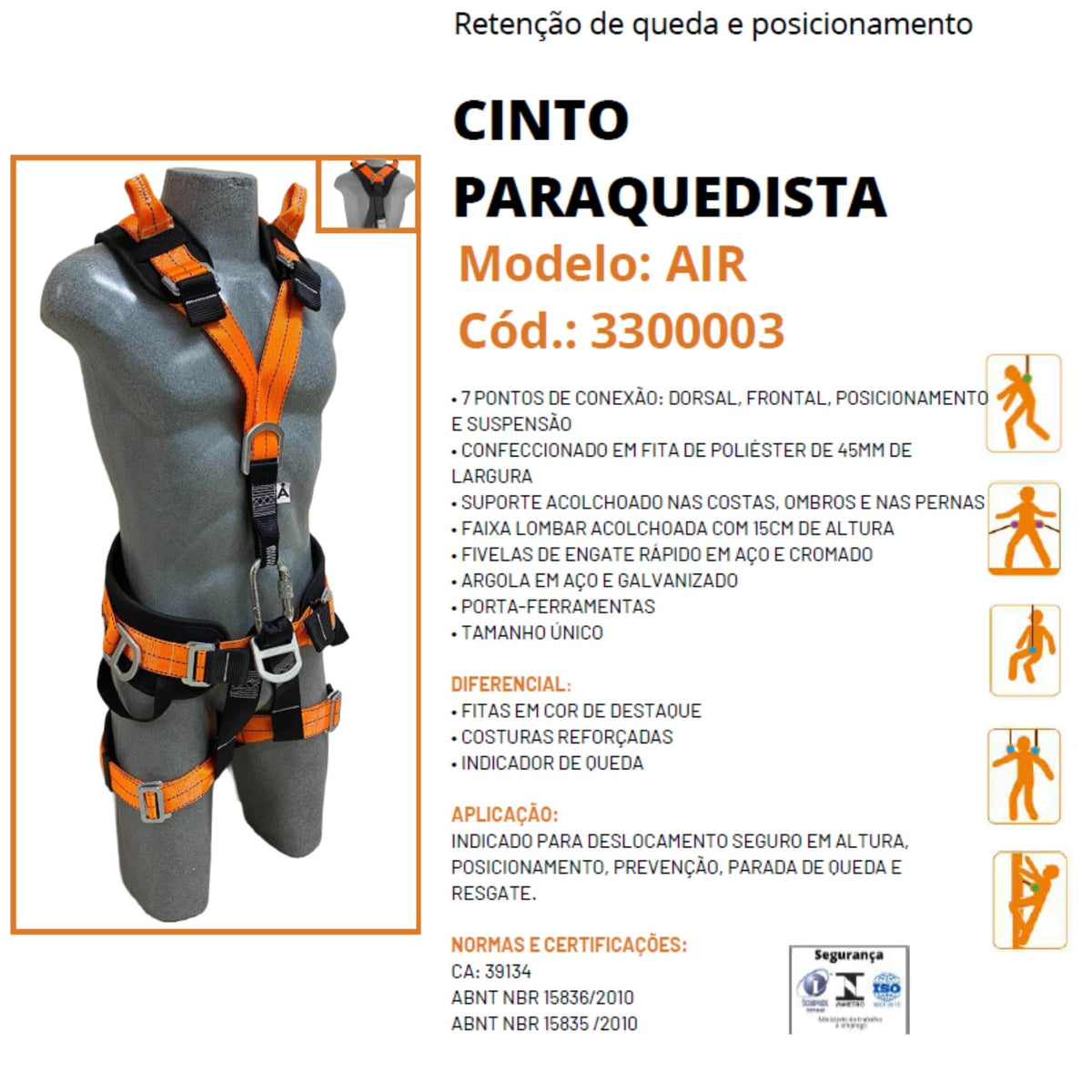 Kit Completo Profissional para Trabalho em Altura - Ideal para Resgate, Espaço Confinado e Altura