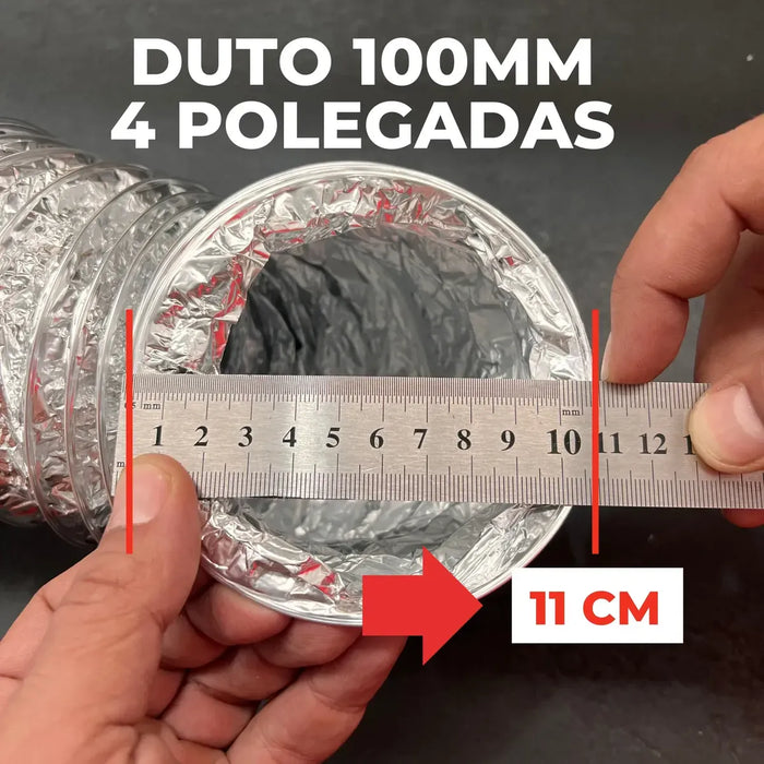 Kit Duto Flexível Aluminizado 100mm 10m + Fita Aluminizada BOPP