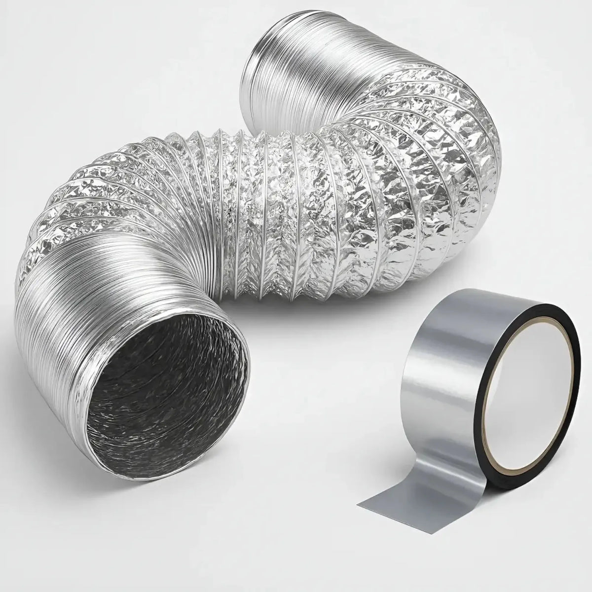 Kit Duto Flexível Aluminizado 100mm 10m + Fita Aluminizada BOPP