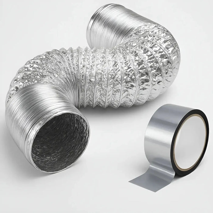 Kit Duto Flexível Aluminizado 100mm 10m + Fita Aluminizada BOPP