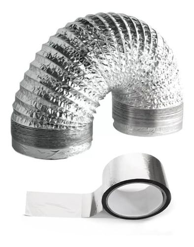 Kit Duto Flexível Aluminizado 100mm 10m + Fita Aluminizada BOPP