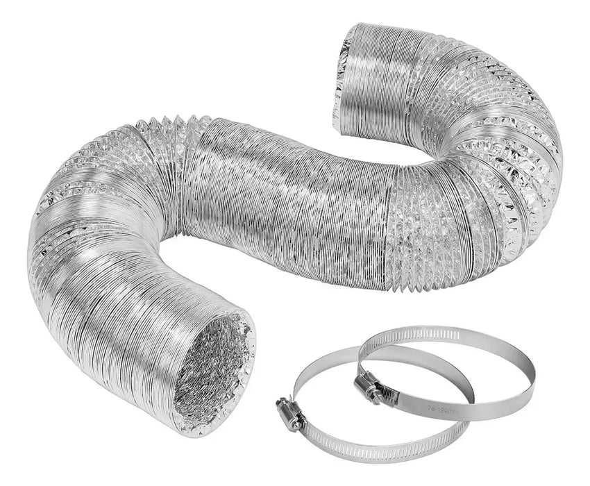 Kit Duto Flexível Aluminizado 150mm 5mts + 2 Abraçadeiras 140-159mm