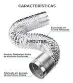 Kit Duto Flexível Aluminizado 150mm 5mts + 2 Abraçadeiras 140-159mm