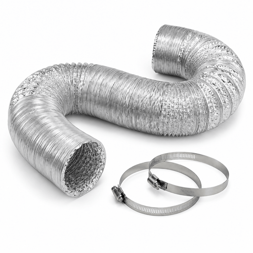 Kit Duto Flexível Aluminizado 150mm 5mts + 2 Abraçadeiras 140-159mm