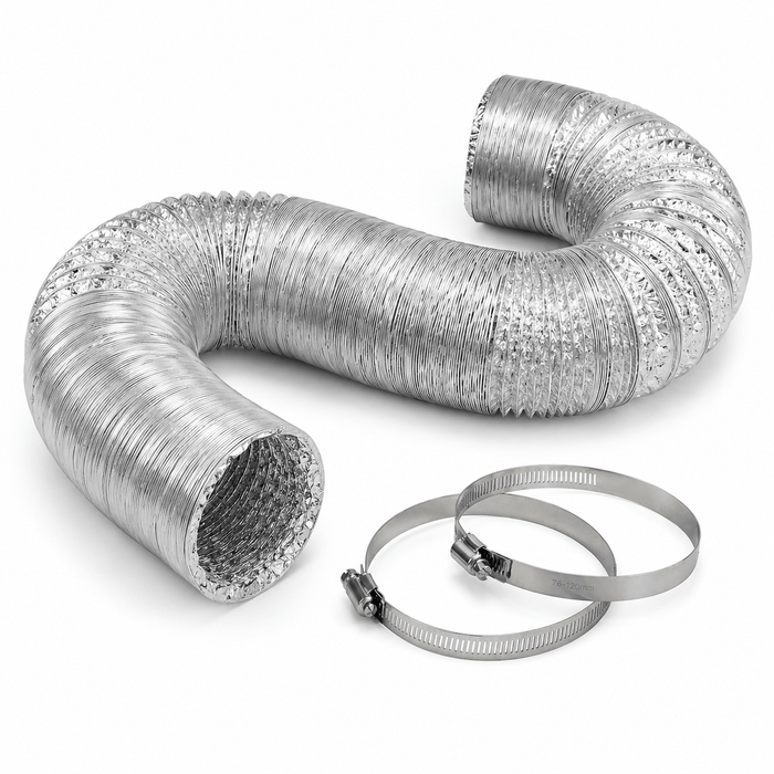 Kit Duto Flexível Aluminizado 150mm 5mts + 2 Abraçadeiras 140-159mm